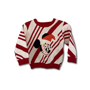 Disney Santa Mickey Mouse Holiday Sweater Christmas Candy Cane Stripes 18-24m